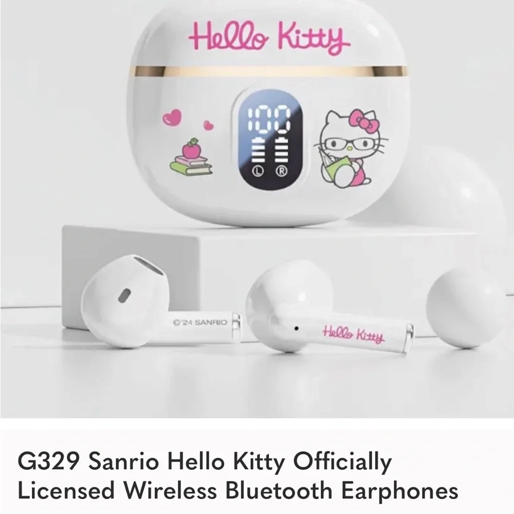Sanrio Hello Kitty Pink and White Bluetooth Earphones